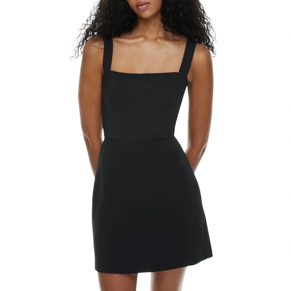 aritzia ecoulement mini dress Aritzia | Dresses | Aritzia Wilfred Aperature Ecoulement Tieback Mini Dress  Black Sz 6